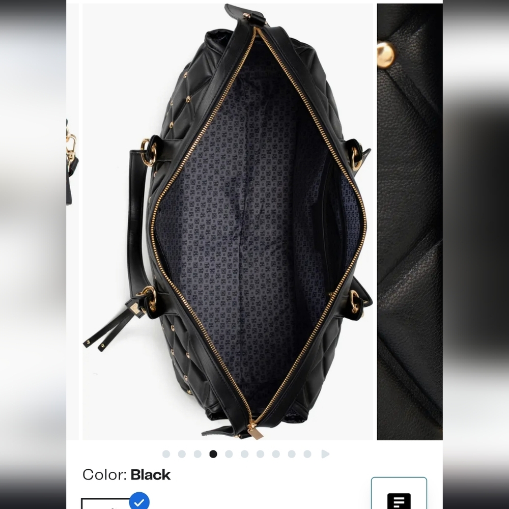 Badgley Mischka Black Quilted Weejender Tote Bag 20 X 12 - Picture 2 of 9
